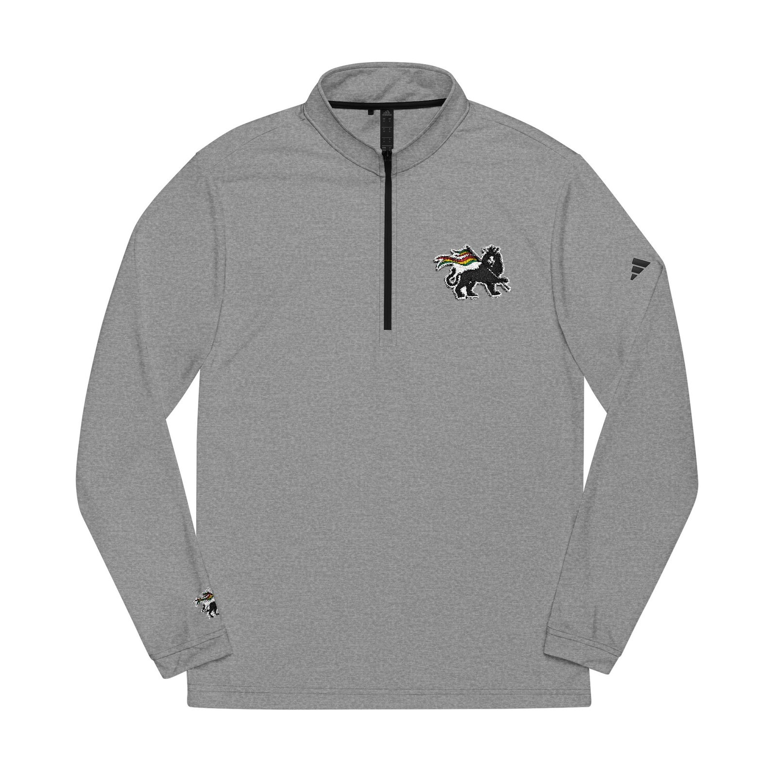 Rasta Lion Of Judah adidas® Quarter-Zip Pullover with Embroidered Logo - Image 5
