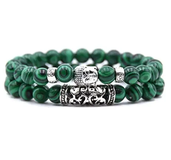 Natural Gemstone Buddha Head Bracelet Healing Reiki Bracelet Bangles 8 mm Beads - Image 6