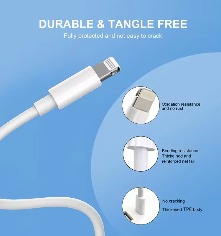 iPhone USB-A to Lightning Charger Cable 2A White 1M - Image 7