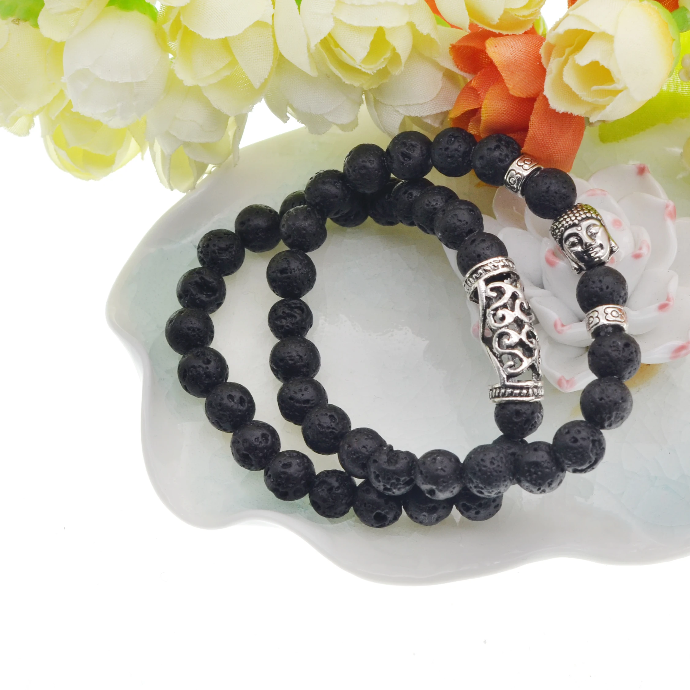 Natural Gemstone Buddha Head Bracelet Healing Reiki Bracelet Bangles 8 mm Beads - Image 9