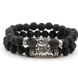 Natural Gemstone Buddha Head Bracelet Healing Reiki Bracelet Bangles 8 mm Beads
