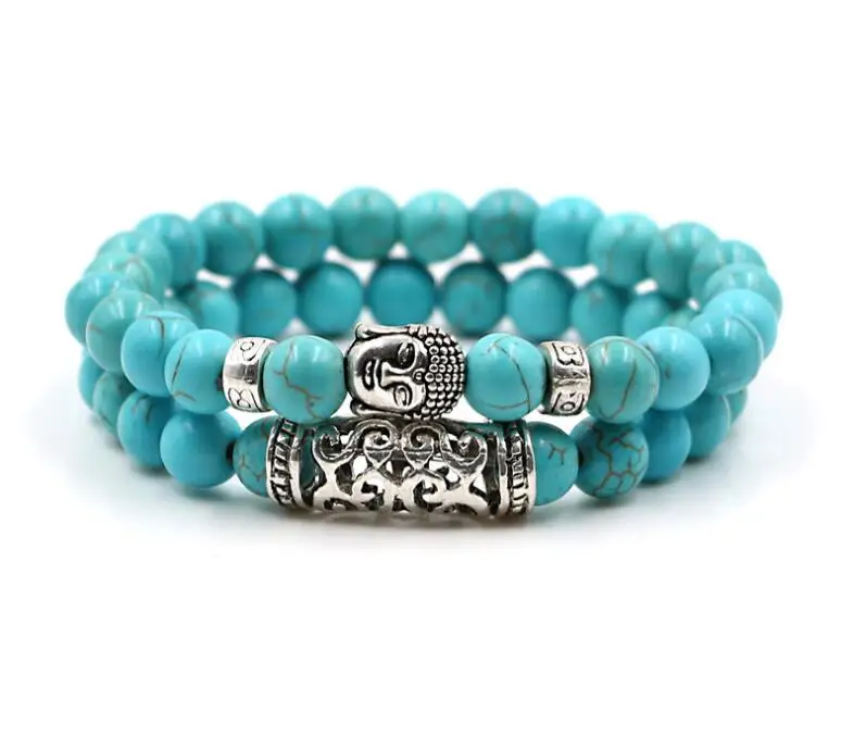 Natural Gemstone Buddha Head Bracelet Healing Reiki Bracelet Bangles 8 mm Beads - Image 4