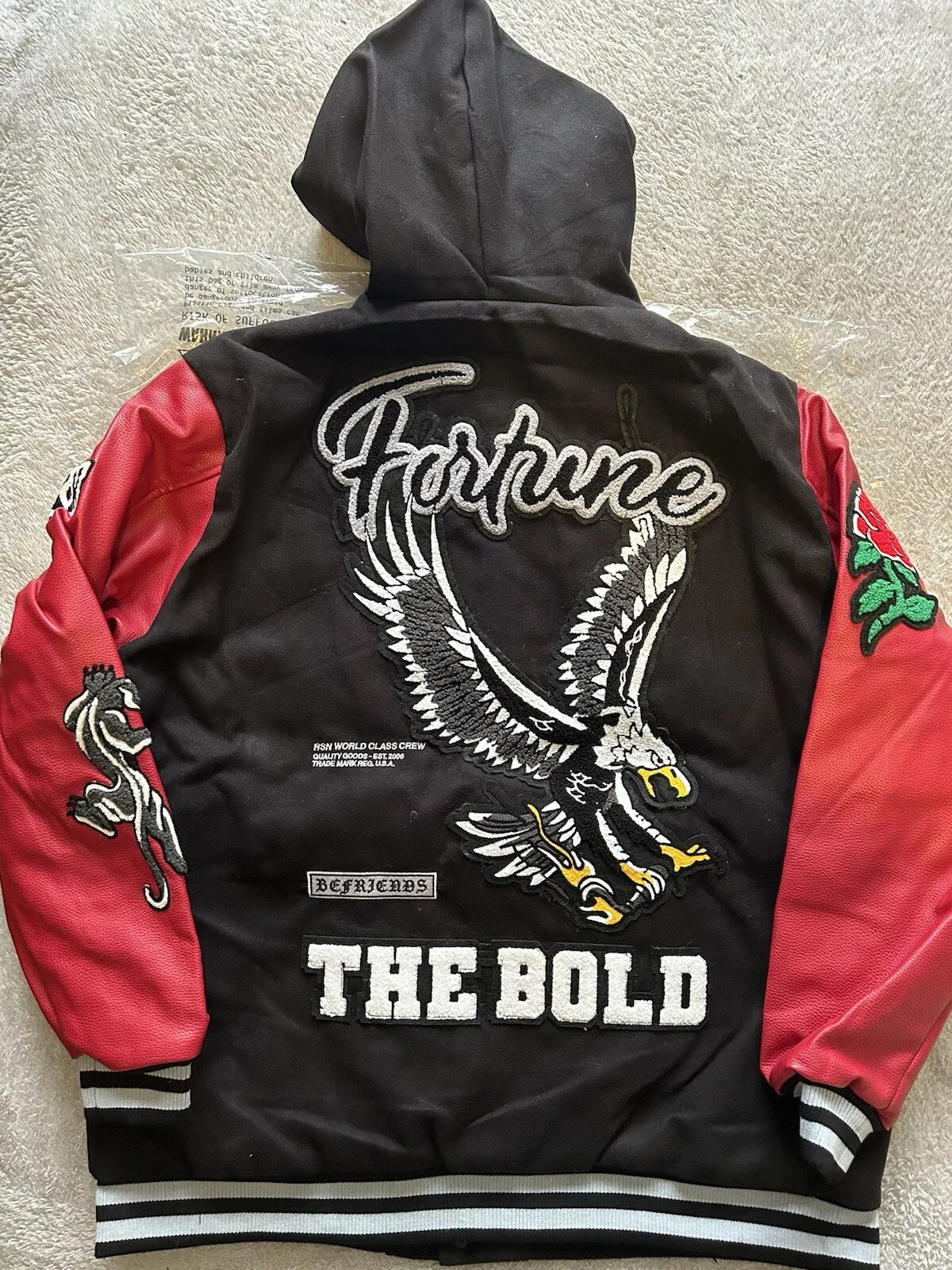 Fortune The Bold Hooded Patched Wool Varsity Jacket *Limited Edition* - Image 5