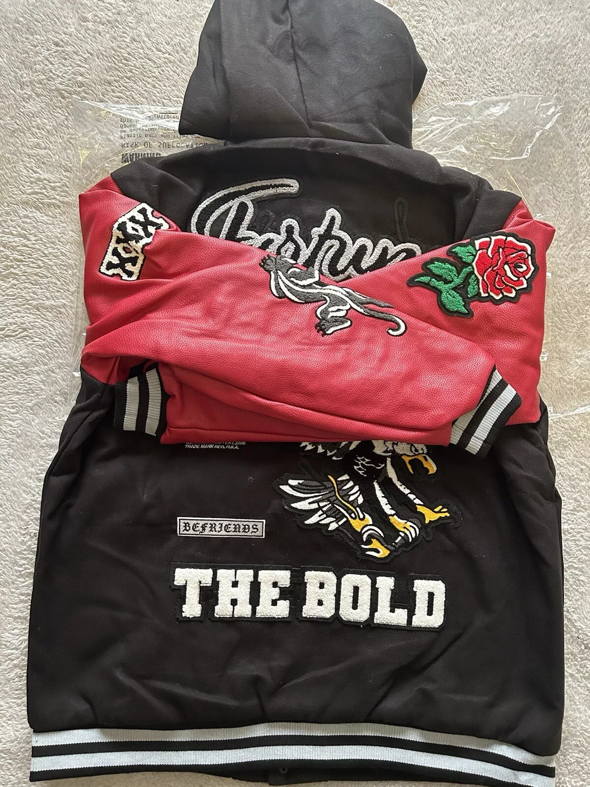 Fortune The Bold Hooded Patched Wool Varsity Jacket *Limited Edition* - Image 6